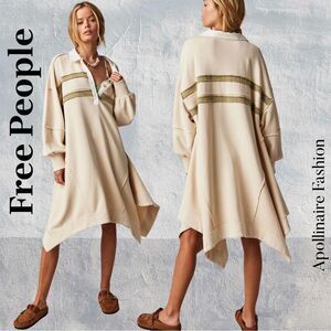 FREE PEOPLE BLAIR SWEATSHIRT DRESS IN OATMEAL COMBO XS NEW